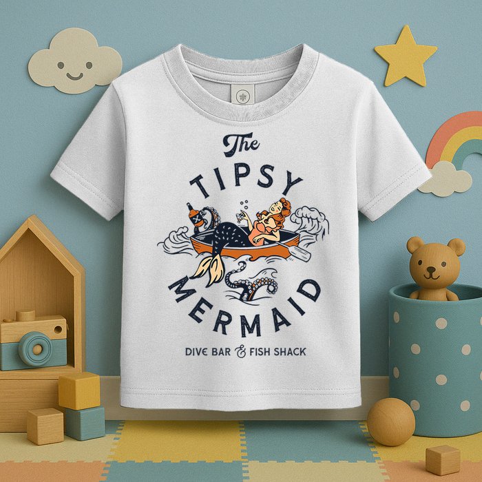 The Tipsy Mermaid Dive Bar & Fish Shack Vintage Pinup Art Toddler T-Shirt