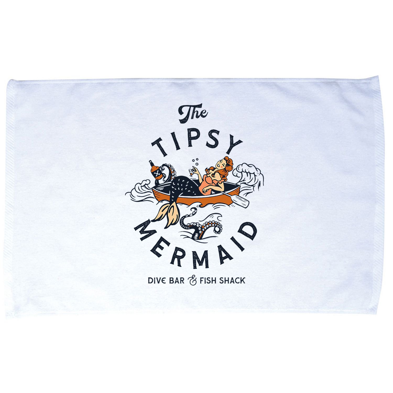 The Tipsy Mermaid Dive Bar & Fish Shack Vintage Pinup Art Microfiber Hand Towel