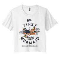 The Tipsy Mermaid Dive Bar & Fish Shack Vintage Pinup Art Women's Crop Top Tee