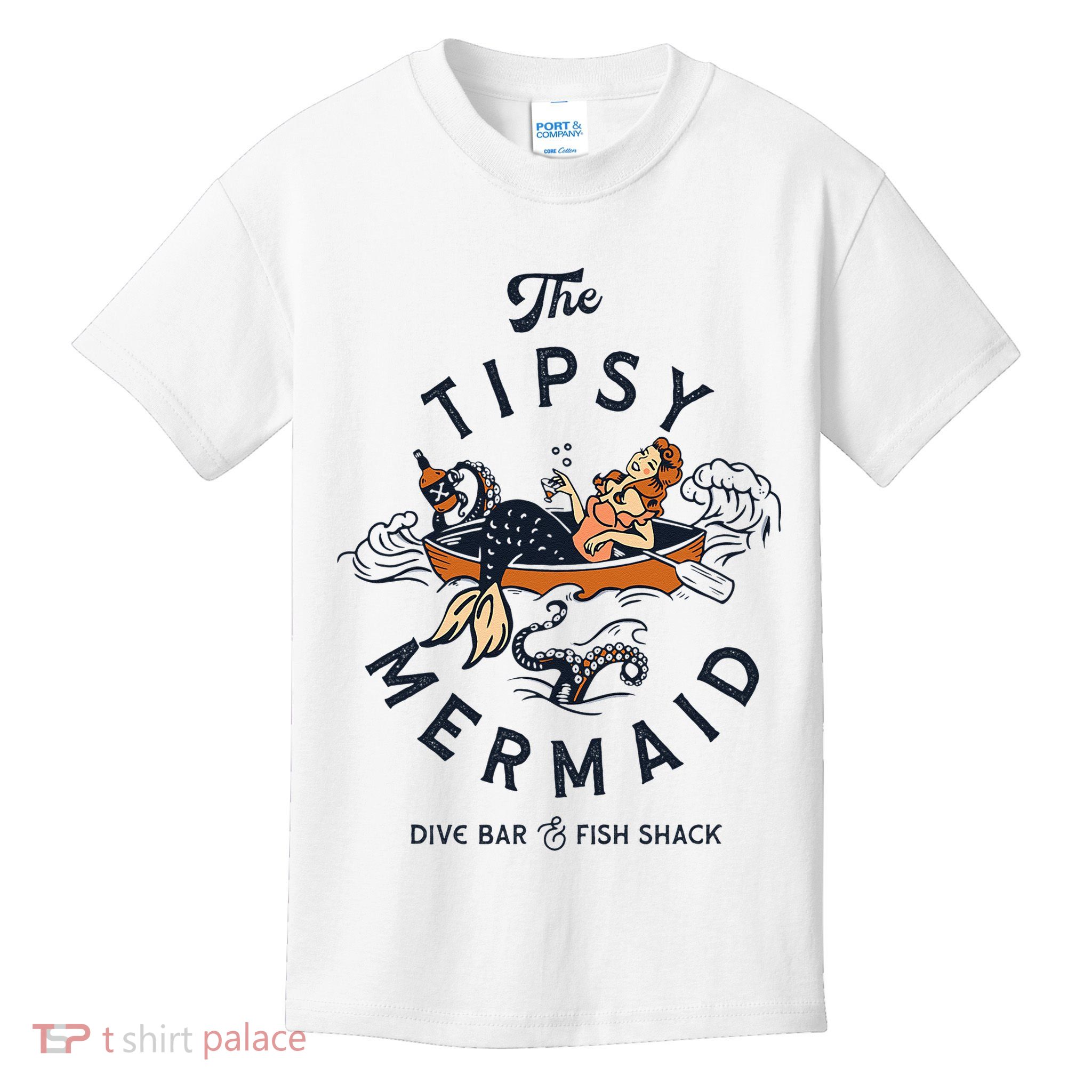 The Tipsy Mermaid Dive Bar & Fish Shack Vintage Pinup Art Kids T-Shirt