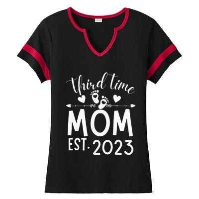 Third time Mom Pregnancy Mother's Day Soon to be Mom Ladies Halftime Notch Neck Tee