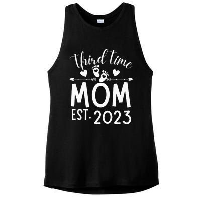 Third time Mom Pregnancy Mother's Day Soon to be Mom Ladies PosiCharge Tri-Blend Wicking Tank