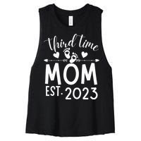 Third time Mom Pregnancy Mother's Day Soon to be Mom Women's Racerback Cropped Tank