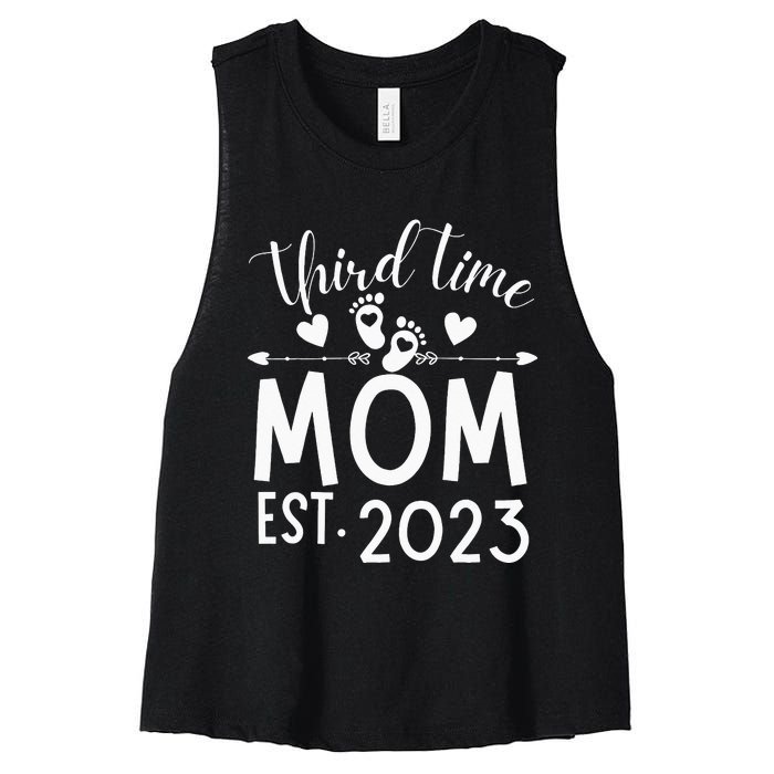 Third time Mom Pregnancy Mother's Day Soon to be Mom Women's Racerback Cropped Tank