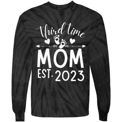 Third time Mom Pregnancy Mother's Day Soon to be Mom Tie-Dye Long Sleeve Shirt