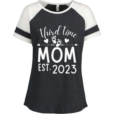 Third time Mom Pregnancy Mother's Day Soon to be Mom Enza Ladies Jersey Colorblock Tee