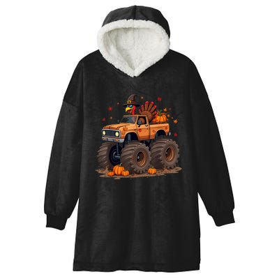 Thanksgiving Turkey Monster Truck Hooded Wearable Blanket