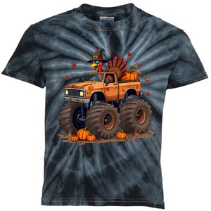 Thanksgiving Turkey Monster Truck Kids Tie-Dye T-Shirt