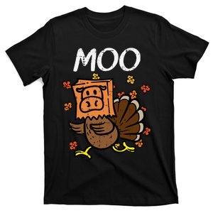 Thanksgiving Turkey Moo Cow Head Funny Fall T-Shirt