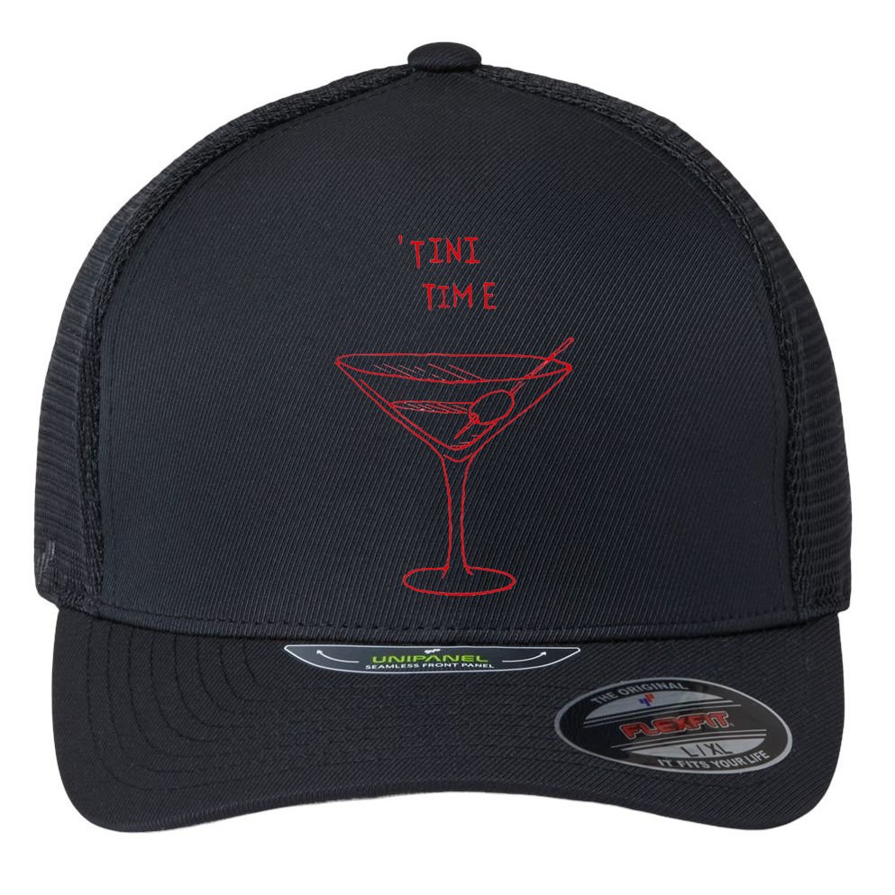 Tini Time Martini Lover Flexfit Unipanel Trucker Cap