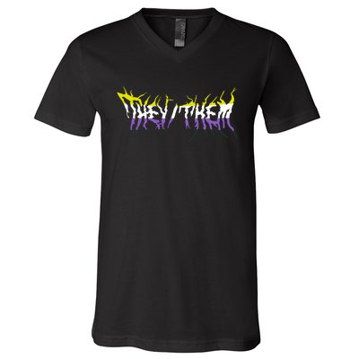 They Them Metal V-Neck T-Shirt