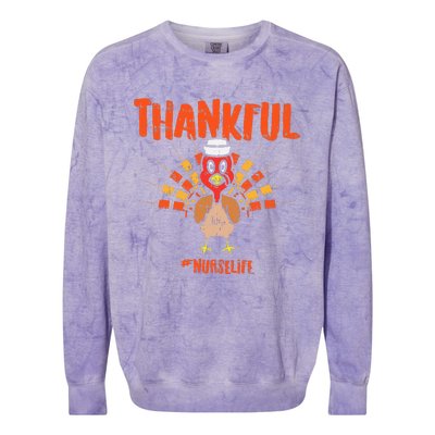 Thankful Turkey Nurse Life Cute Thanksgiving Fall Colorblast Crewneck Sweatshirt