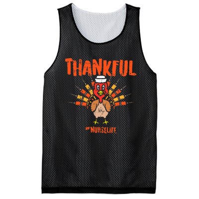 Thankful Turkey Nurse Life Cute Thanksgiving Fall Mesh Reversible Basketball Jersey Tank