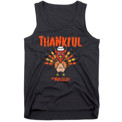 Thankful Turkey Nurse Life Cute Thanksgiving Fall Tank Top