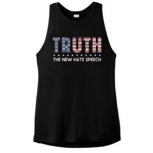 Truth The New Hate Speech Political Correctness USA Flag Ladies PosiCharge Tri-Blend Wicking Tank