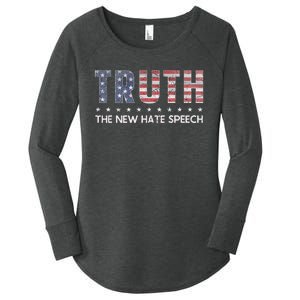 Truth The New Hate Speech Political Correctness USA Flag Women's Perfect Tri Tunic Long Sleeve Shirt