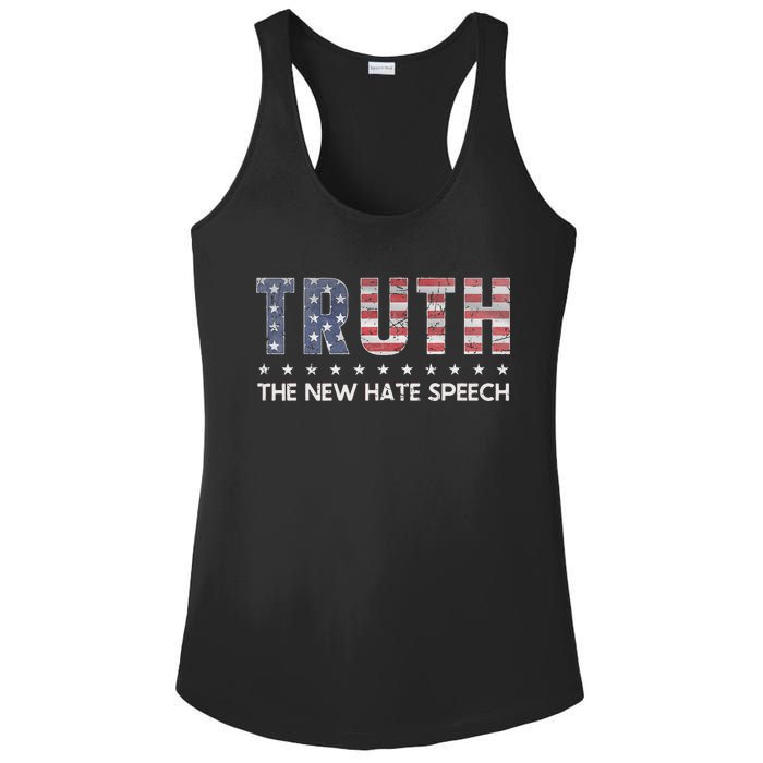 Truth The New Hate Speech Political Correctness USA Flag Ladies PosiCharge Competitor Racerback Tank