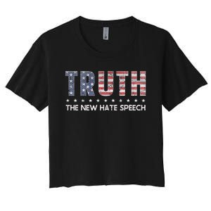 Truth The New Hate Speech Political Correctness USA Flag Women's Crop Top Tee