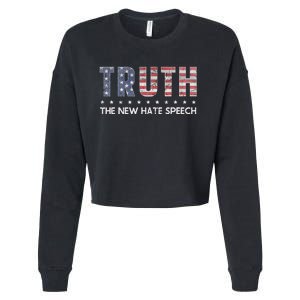 Truth The New Hate Speech Political Correctness USA Flag Cropped Pullover Crew