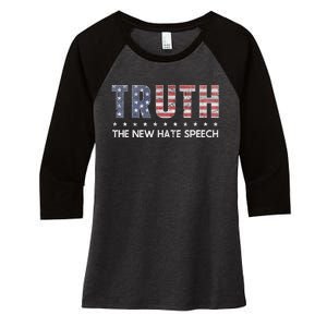 Truth The New Hate Speech Political Correctness USA Flag Women's Tri-Blend 3/4-Sleeve Raglan Shirt