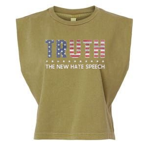 Truth The New Hate Speech Political Correctness USA Flag Garment-Dyed Women's Muscle Tee