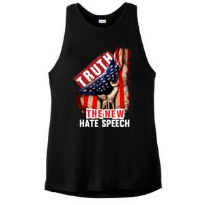 Truth The New Hate Speech Political Correctness Usa Flag Gift Ladies PosiCharge Tri-Blend Wicking Tank