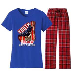 Truth The New Hate Speech Political Correctness Usa Flag Gift Women's Flannel Pajama Set