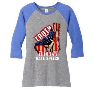 Truth The New Hate Speech Political Correctness Usa Flag Gift Women's Tri-Blend 3/4-Sleeve Raglan Shirt