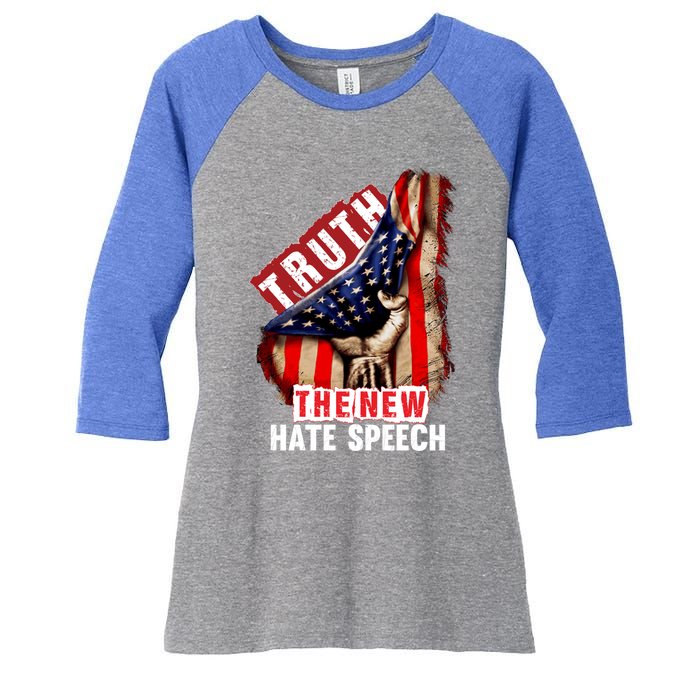 Truth The New Hate Speech Political Correctness Usa Flag Gift Women's Tri-Blend 3/4-Sleeve Raglan Shirt