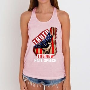 Truth The New Hate Speech Political Correctness Usa Flag Gift Women's Knotted Racerback Tank