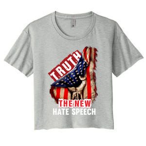 Truth The New Hate Speech Political Correctness Usa Flag Gift Women's Crop Top Tee