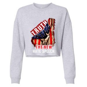 Truth The New Hate Speech Political Correctness Usa Flag Gift Cropped Pullover Crew