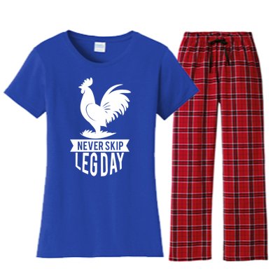 Thankgiving Turkey Never Skip Leg Day Meaningful Gift Women's Flannel Pajama Set