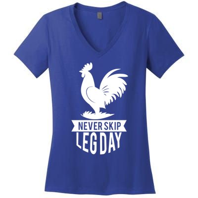 Thankgiving Turkey Never Skip Leg Day Meaningful Gift Women's V-Neck T-Shirt