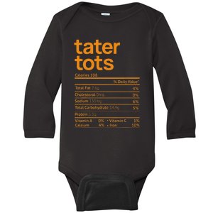 Tater Tots Nutrition Facts Funny Thanksgiving Christmas Food Baby Long Sleeve Bodysuit