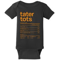 Tater Tots Nutrition Facts Funny Thanksgiving Christmas Food Baby Bodysuit