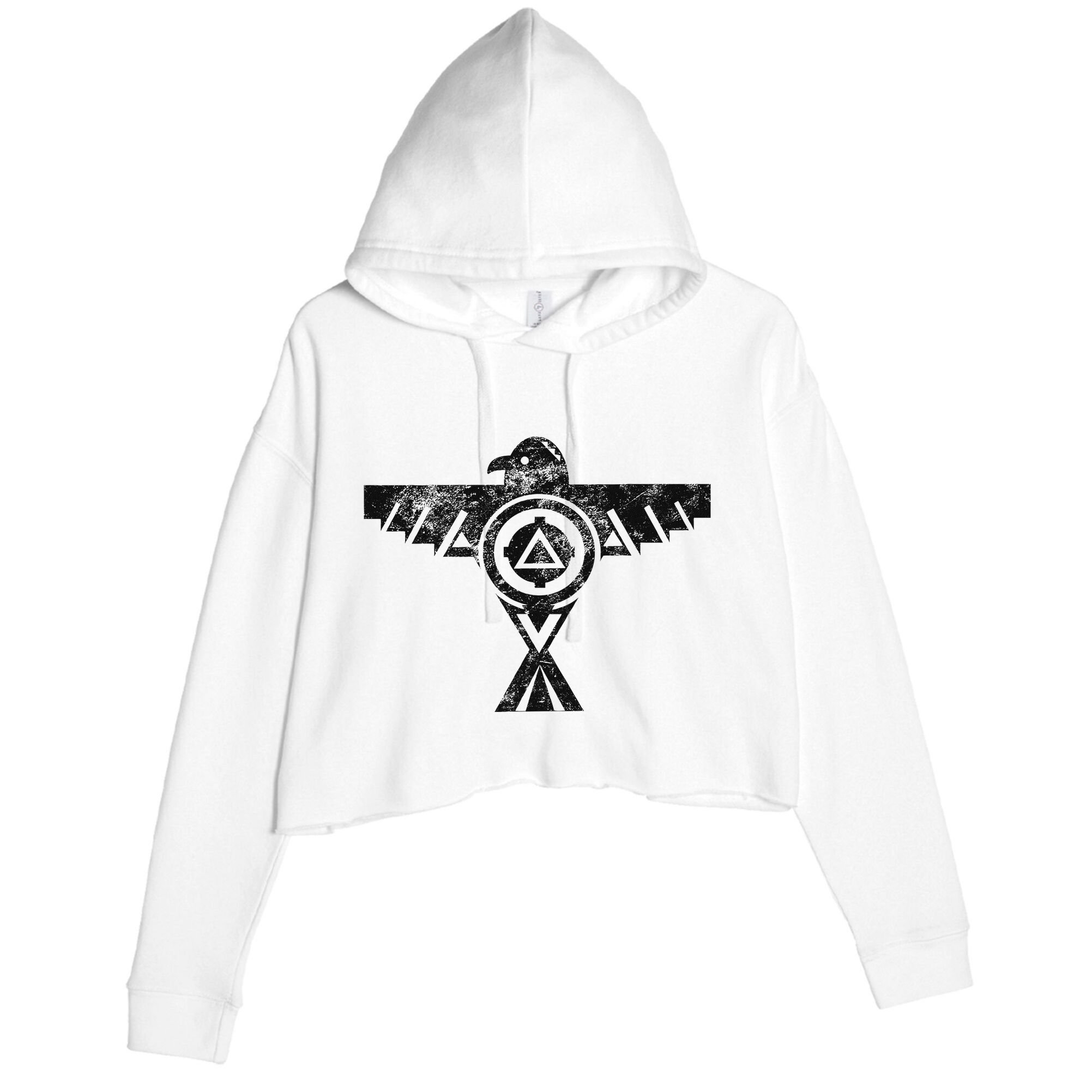 Thunderbird Tribal Native American Indian Graphic Crop Fleece Hoodie