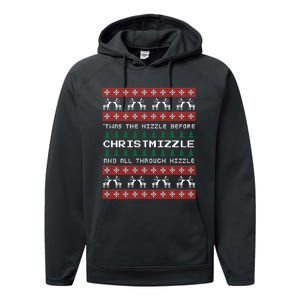 Twas The Nizzle Before Christmizzle And All Through Hizzle Performance Fleece Hoodie