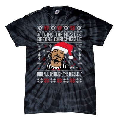 Twas The Nizzle Before Chrismizzle And All Through The Hizzle, Ugly Christmas Tie-Dye T-Shirt