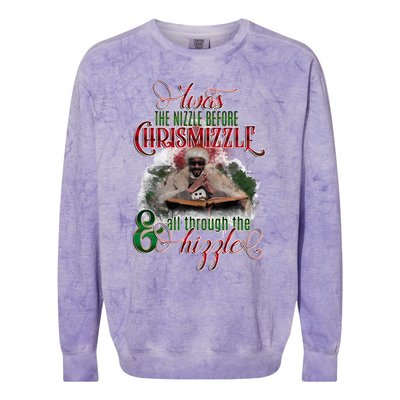 Twas The Nizzle Before Chrismizzle Hizzle Snoop Dogg Colorblast Crewneck Sweatshirt