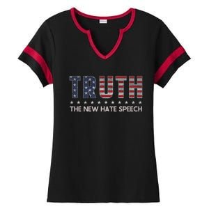 Truth The New Hate Speech Political Correctness Usa Flag Ladies Halftime Notch Neck Tee