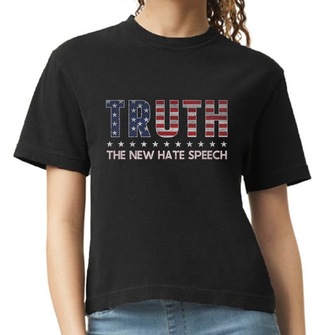 Truth The New Hate Speech Political Correctness Usa Flag Comfort Colors Boxy T-Shirt