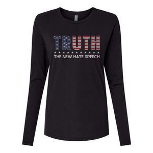 Truth The New Hate Speech Political Correctness Usa Flag Womens Cotton Relaxed Long Sleeve T-Shirt