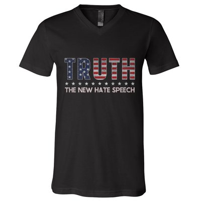 Truth The New Hate Speech Political Correctness Usa Flag V-Neck T-Shirt