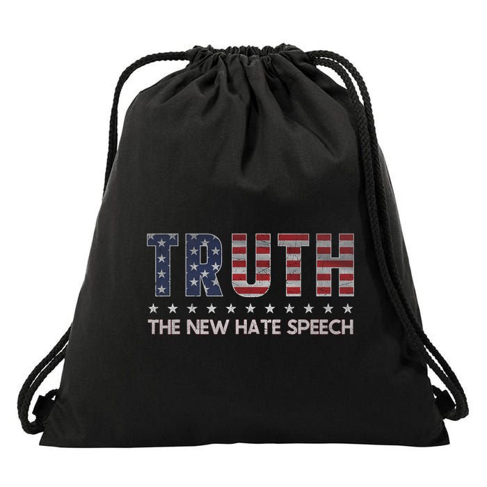 Truth The New Hate Speech Political Correctness Usa Flag Drawstring Bag