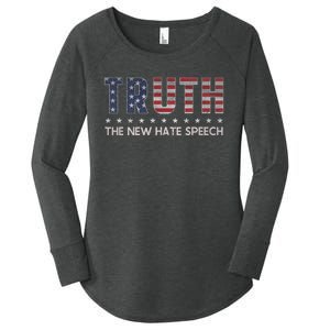 Truth The New Hate Speech Political Correctness Usa Flag Women's Perfect Tri Tunic Long Sleeve Shirt