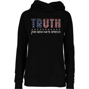 Truth The New Hate Speech Political Correctness Usa Flag Womens Funnel Neck Pullover Hood