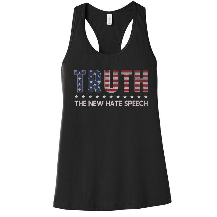 Truth The New Hate Speech Political Correctness Usa Flag Women's Racerback Tank