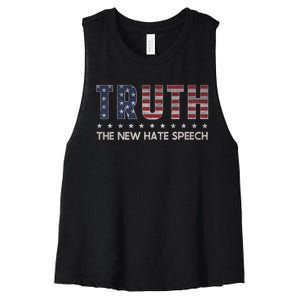 Truth The New Hate Speech Political Correctness Usa Flag Women's Racerback Cropped Tank