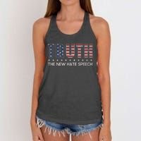 Truth The New Hate Speech Political Correctness Usa Flag Women's Knotted Racerback Tank